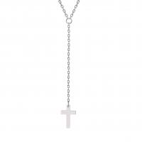 Edelstahl Schmuck Halskette, 304 Edelstahl, mit Verlängerungskettchen von 5cm, Kreuz, plattiert, Modeschmuck, keine, 15.60x10mm, Länge:45 cm, verkauft von PC