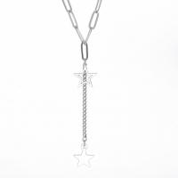 Edelstahl Schmuck Halskette, 304 Edelstahl, mit Verlängerungskettchen von 5cm, Stern, plattiert, Modeschmuck, keine, 11.6x14.7mm,14.8x13.7mm, Länge 45 cm, verkauft von PC