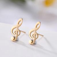 Stainless Steel Stud Earrings 304 Stainless Steel Music Note plated fashion jewelry Sold By Pair