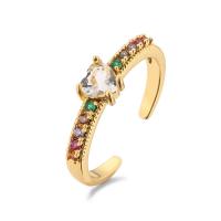 Messing Manchet Finger Ring, 18K vergulde, verstelbaar & verschillende stijlen voor de keuze & micro pave zirconia & voor vrouw, Maat:6.5-9, Verkocht door PC