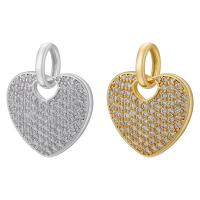 Brass Heart Pendants plated DIY & micro pave cubic zirconia Approx 5mm Sold By PC