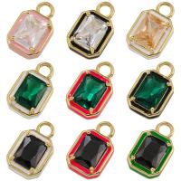 Cubic Zirconia Micro Pave Brass Pendant, Geometrical Pattern, plated, DIY & micro pave cubic zirconia & enamel, more colors for choice, 9.50x15mm, Hole:Approx 2.5mm, Sold By PC