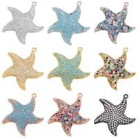 Cubic Zirconia Micro Pave Brass Pendant Starfish plated DIY & micro pave cubic zirconia Approx 1.2mm Sold By PC