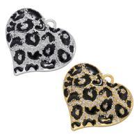 Brass Heart Pendants, plated, DIY & micro pave cubic zirconia & enamel, more colors for choice, 24.50x22mm, Hole:Approx 2mm, Sold By PC