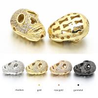 Brass Spacer Beads Skull plated DIY & micro pave cubic zirconia & hollow Approx 1.5mm Sold By PC