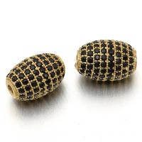 Brass Spacer Beads, gold color plated, DIY & micro pave cubic zirconia, 8x12mm, Hole:Approx 2mm, Sold By PC