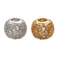 Brass Spacer Beads, plated, DIY & micro pave cubic zirconia & hollow, more colors for choice, 10x12mm, Hole:Approx 4.5mm, Sold By PC