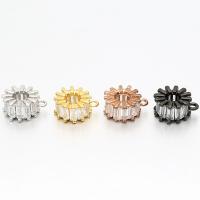 Entretoise de perles en laiton, fleur, Placage, DIY & pavé de micro zircon, plus de couleurs à choisir, 12x5mm, Trou:Environ 4mm, Vendu par PC