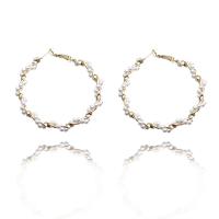 Zinklegierung Ohrringe, mit Kunststoff Perlen, goldfarben plattiert, Modeschmuck & für Frau, frei von Nickel, Blei & Kadmium, 46.5x51.33mm, verkauft von Paar
