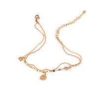 Fashion Jewelry Anklet, Titanium Steel, Double Layer & for woman, golden, Length:Approx 10.63 Inch, Sold By PC