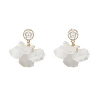 Brass Stud Earring with Plastic Pearl & Acrylic fashion jewelry & for woman white nickel lead & cadmium free Sold By Pair