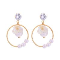 Zinc Alloy Stud Earring with Plastic Pearl gold color plated fashion jewelry & for woman & with rhinestone nickel lead & cadmium free Sold By Pair