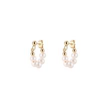 Brass Stud Earring, with Plastic Pearl, plated, fashion jewelry & for woman, more colors for choice, nickel, lead & cadmium free, 42x7mm, Sold By Pair