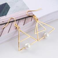 Zinc Alloy Drop Earrings with Plastic Pearl fashion jewelry & for woman nickel lead & cadmium free 42mm Sold By Pair
