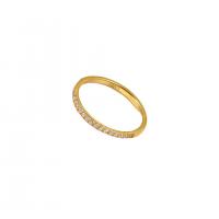 Rhinestone-Edelstahl -Finger-Ring, 316 L Edelstahl, 18K vergoldet, Modeschmuck & verschiedene Größen vorhanden & für Frau & mit Strass, goldfarben, verkauft von PC