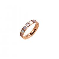 Stainless Steel Finger Ring, 316L Stainless Steel, with Shell, 18K gold plated, fashion jewelry & different size for choice & for woman, rose gold color, Sold By PC