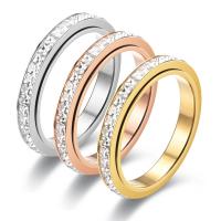 Cubic Zirconia Stainless Steel Finger Ring, 304 Stainless Steel, fashion jewelry & Unisex & different size for choice & micro pave cubic zirconia, more colors for choice, Sold By PC