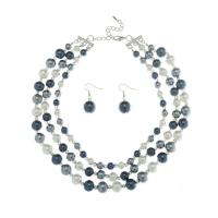 Zinklegierung Schmucksets, Ohrring & Halskette, mit Kunststoff Perlen, mit Verlängerungskettchen von 2.9inch, 2 Stück & Modeschmuck & für Frau, keine, frei von Nickel, Blei & Kadmium, 35x15mm, Länge:ca. 16.1 ZollInch, verkauft von setzen