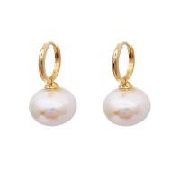 Brass Leverback Earring, with Plastic Pearl, gold color plated, fashion jewelry & for woman, more colors for choice, nickel, lead & cadmium free, 26x16mm, Sold By Pair