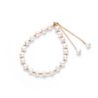 Bracelet en perles de culture d'eau douce, perle d'eau douce cultivée, Plaqué d'or 14K, Naturel & bijoux de mode & pour femme, deux couleurs différentes, 6mm, Vendu par 16-22 cm brin