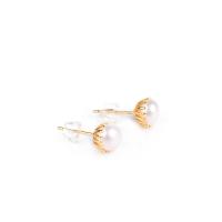 Freshwater Pearl Earrings, with Brass, 14K gold plated, Natural & fashion jewelry & for woman, more colors for choice, 5.5-6mm, Sold By Pair