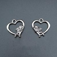 Tibetan Style Heart Pendants, antique silver color plated, vintage & DIY & hollow, nickel, lead & cadmium free, 19x18mm, Approx 100PCs/Bag, Sold By Bag