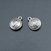 Tibetan Style Flat Round Pendants, antique silver color plated, vintage & DIY, nickel, lead & cadmium free, 15x12mm, Approx 100PCs/Bag, Sold By Bag