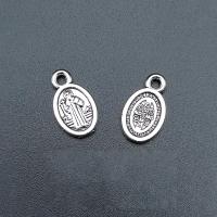 Tibetan Style Flat Oval Pendants, antique silver color plated, vintage & DIY, nickel, lead & cadmium free, 8x13mm, Approx 100PCs/Bag, Sold By Bag