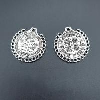 Tibetan Style Flat Round Pendants, antique silver color plated, vintage & DIY, nickel, lead & cadmium free, 27x26mm, Approx 100PCs/Bag, Sold By Bag