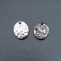 Tibetan Style Flat Oval Pendants, antique silver color plated, vintage & DIY, nickel, lead & cadmium free, 14x12mm, Approx 100PCs/Bag, Sold By Bag