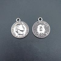 Tibetan Style Flat Round Pendants, antique silver color plated, vintage & DIY, nickel, lead & cadmium free, 21x17mm, Approx 100PCs/Bag, Sold By Bag