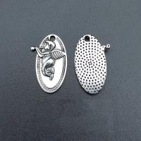 Tibetan Style Flat Oval Pendants, antique silver color plated, vintage & DIY, nickel, lead & cadmium free, 13x20mm, Approx 100PCs/Bag, Sold By Bag