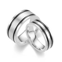 Anéis Couple dedo, Partículas de aço, unissex & tamanho diferente para a escolha & esmalte, prateado, vendido por PC
