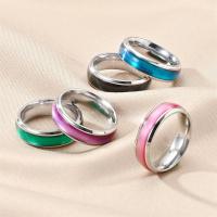 Пара кольца перста, титан, Мужская & разный размер для выбора & эмаль, Много цветов для выбора, 6x2mm, продается PC