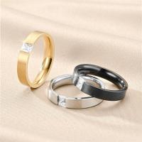 Couple Finger Rings Titanium Steel Unisex & micro pave cubic zirconia Sold By PC