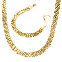 Jewelry Sets Titanium Steel with 1.97inch extender chain gold color plated fashion jewelry & for woman golden 8mm Length Approx 5.91 Inch Approx 17.2 Inch Sold By PC