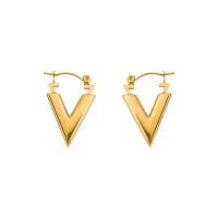 Titanium Steel  Earring, Letter V, plated, fashion jewelry & for woman, more colors for choice, 33x27mm, Sold By Pair