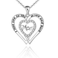 Zinc Alloy Jewelry Necklace with 1.97inch extender chain Heart plated fashion jewelry & for woman & with rhinestone nickel lead & cadmium free Length Approx 17.72 Inch Sold By PC