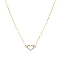 Zinc Alloy Jewelry Necklace with 1.97inch extender chain Heart plated fashion jewelry & micro pave cubic zirconia & for woman nickel lead & cadmium free Length Approx 17.72 Inch Sold By PC