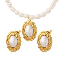 Šperky Soupravy, Stud náušnice & náhrdelník, Titanium ocel, s Sladkovodní Pearl & Plastové Pearl, různé styly pro výběr & pro ženy, více barev na výběr, Prodáno By PC