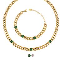 Parures de bijoux, Bracelet & collier, Acier titane, styles différents pour le choix & pavé de micro zircon & pour femme, plus de couleurs à choisir, 7mm, Vendu par PC