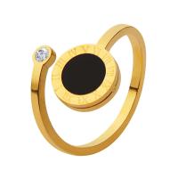 Titanium Čelik Finger Ring, s Akril, micro utrti kubni cirkonij & za žene, više boja za izbor, 2mm, Veličina:6, Prodano By PC
