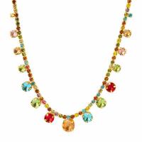 Brass Necklace, with 5cm extender chain, plated, for woman & with rhinestone, more colors for choice, nickel, lead & cadmium free, 0.3cm,0.6cm,0.8cm,0.9cm, Length:Approx 42 cm, Sold By PC