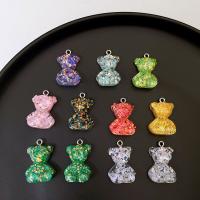 Resin Pendant, with Sequins, Bear, break proof & cute & DIY, more colors for choice, nickel, lead & cadmium free, 22x18mm, Approx 100PCs/Bag, Sold By Bag