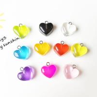 Resin Pendant, Heart, break proof & cute & DIY, more colors for choice, nickel, lead & cadmium free, 16x18x10mm, Approx 100PCs/Bag, Sold By Bag