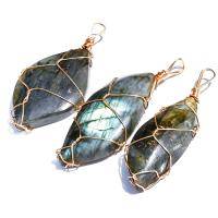 Gemstone Pendants Jewelry with Brass irregular DIY multi-colored nickel lead & cadmium free 35~55mm Sold By PC