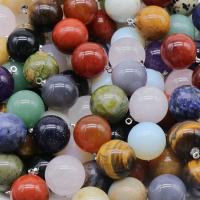 Gemstone Pendants Jewelry, Round, DIY & different materials for choice, more colors for choice, 16mm, Sold By PC