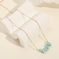Messing Halskette, mit Naturstein, mit Verlängerungskettchen von 5cm, plattiert, Modeschmuck, himmelblau, frei von Nickel, Blei & Kadmium, Länge:41 cm, verkauft von PC