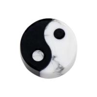 Fashion Decoration, Natural Stone, Round, durable, white and black, 25x8mm, Sold By PC