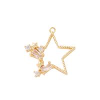Cubic Zirconia Micro Pave Brass Pendant Star gold color plated DIY & micro pave cubic zirconia & hollow Sold By PC